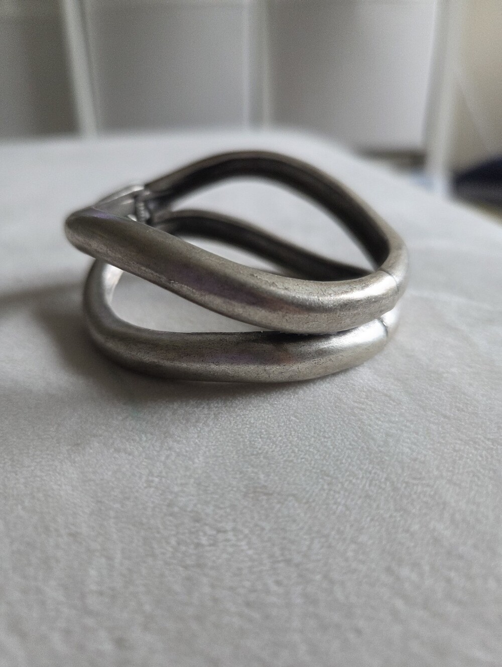 Silver-Tone Chunky Bracelet- Minimalist Metal Accessory